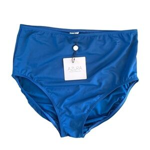 NWT Azura Australia Basix Slim Line Retro Pant Bikini Bottom Blue